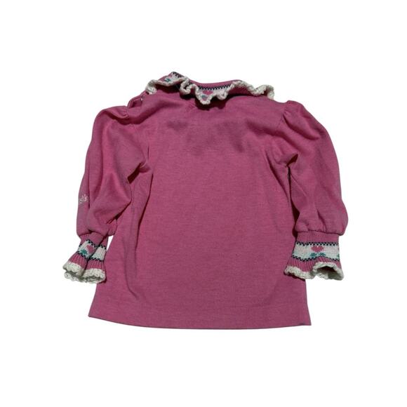 Vtg OshKosh B’gosh Pink Knit Baby Top 3-6M Hearts Trim USA Made Retro Cottage - Picture 2 of 6